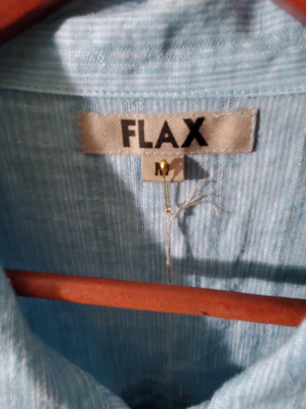 Flax Artful Blouse Linen Aqua Blue Button 3/4 Sleeve Ladgenlook MEDIUM - Picture 3 of 10